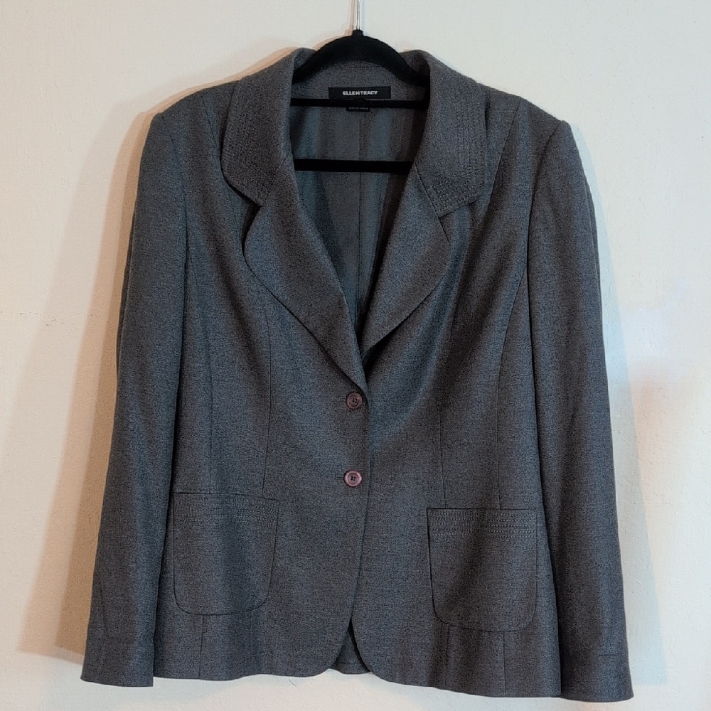 Ellen Tracy Charcoal Blazer/Jacket Size 14